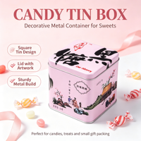 Boîte en fer blanc carrée empilable personnalisée de qualité alimentaire pour biscuits, bonbons, pâtisseries, gâteaux – Emballage en métal en gros
