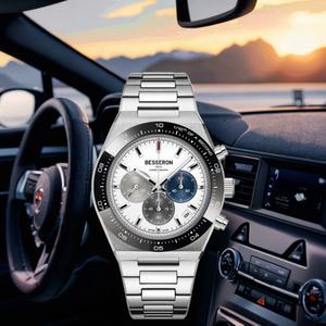 Montres chronographes de luxe de haute qualité, style business/mode, logo personnalisé, mouvement mécanique MIYOTA, bracelet en acier inoxydable et caoutchouc - Product Image 3