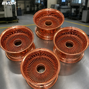 גלגלי EVOR ROSE זהב 13x7 5x114.3 חישוקי חישורים צמיגים עם דופן לבנה - Product Image 6