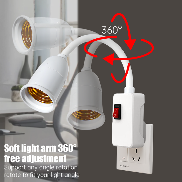 E27 Lamp Base Flexible Bend Mobile Test Light Socket Light Adapter Plug Switch EU US UK Plug Lamp Holder for LED Table Lamp