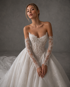 Ball Gown <strong>Wedding</strong> <strong>Dress</strong> Off Shoulder Long Sleeve Scalloped Basque Corset Lace Plus <strong>Size</strong> Princess Bridal Custom Factory - Product Image 1