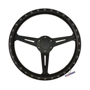 TIYPEOR universel 350mm nouveau volant de voiture de course en alliage d'aluminium noir mat perforé modifié - Product Image 1