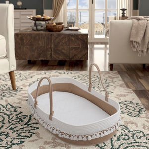 Cesta de Dormir para Bebé Tejida con Cuerda de Algodón Plegable y Ecológica, Decorada con Borlas, con Diseño que Ahorra Espacio para Guardería - Product Image 6