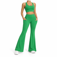 Leggings de yoga OEM en Spandex à séchage rapide, taille haute, effet push-up, sculptants, coupe large et évasée, pour le sport