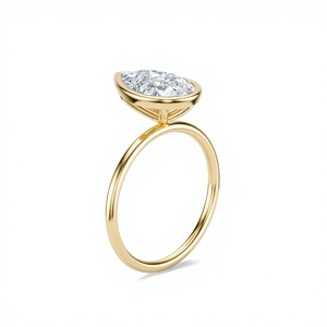 Bague solitaire en diamant de 2,5 carats, taille poire, cultivé en laboratoire, sertie clos, or 14 carats, pour femme - Product Image 4