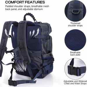 Factory Men's Tactical <b>Backpack</b> for Men Zipper Closure Shoe Compartment MOLLE System Travel Hiking Hunting Gear <b>Blue</b> - Product Image 6
