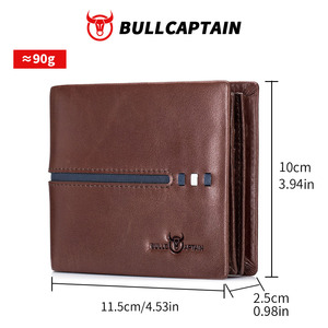 BULLCAPTAIN Men's Short <b>Wallet</b> Business Simple Fashion Soft Leather Youth Man <b>Wallet</b> RFID Genuine Cowhide Leather card <b>Holder</b> - Product Image 6