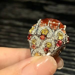 Anillo Personalizado de Estilo Barroco para Mujer - Oro de 9K/18K con Diamante de Laboratorio de 3-5 ct, Diseño Geométrico Único, Joyería Vintage Elegante - Product Image 3