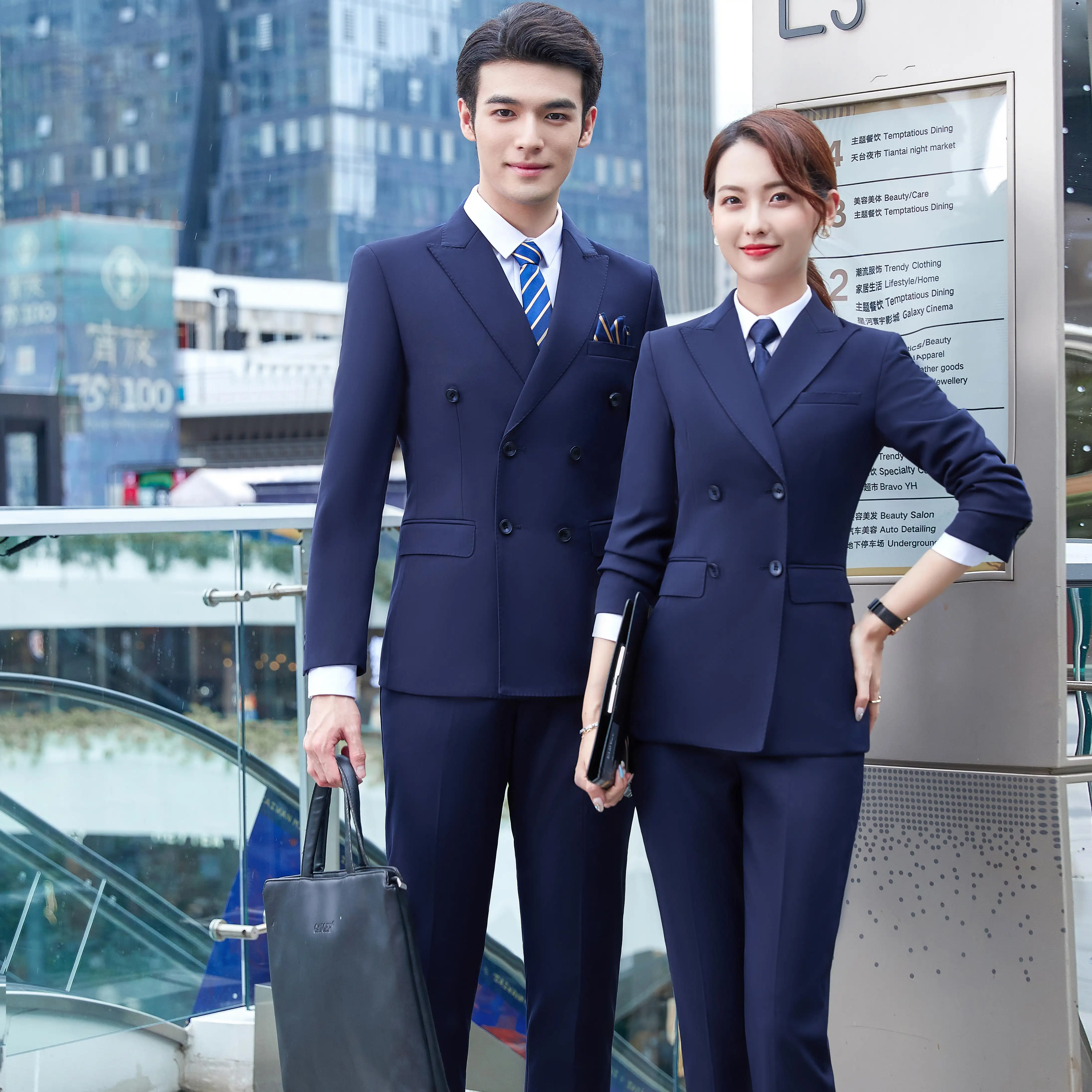 Touchhealthy supply 2 row button style customs logo ladies office suits women's suits men's suits