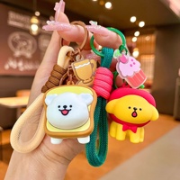 Porte-clés Coréen Tendance 3D Dessin Animé Mignon Chien Lignes Sakura Club Pendentif Sac d'École Couple Poupée Voiture Petit Cadeau Léger