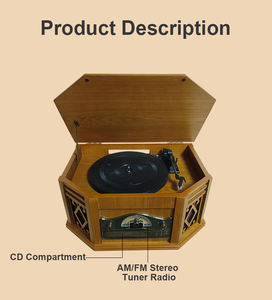 TOCADISCOS de vinilo <span class=keywords><strong>vintage</strong></span> de madera con 3 velocidades LP record presionando - Product Image 5