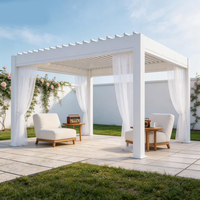 Gazebo para Barbacoa con Techo de Aluminio, Parrilla de Acero Inoxidable, Estante Lateral, Área de Preparación, Cocina Exterior, Fregadero, Armarios de Almacenamiento, Campana de Ventilación