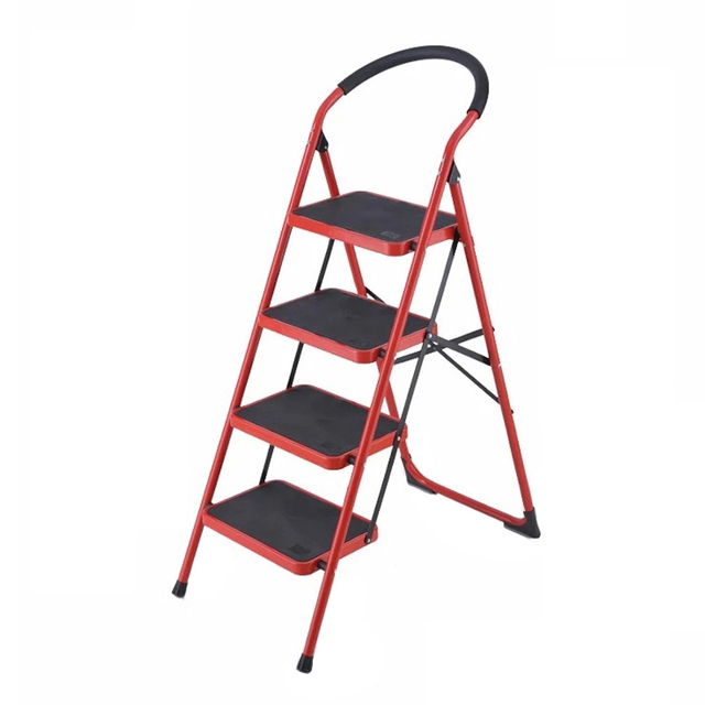 Steel Two Steps Square Tube Folding Iron Ladder Folding Household Ladder Rolling Ladder Round Tube Steel 47cm