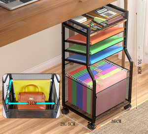 5-Tier cán tập tin giỏ hàng với treo tập tin thư mục, di động bàn tập tin tổ chức trên có thể khóa bánh xe, trượt khay tổ chức - Product Image 5