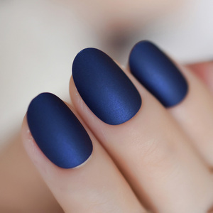 Prensa en las <span class=keywords><strong>uñas</strong></span> Azul oscuro Mate Corto Faux Ongles Manicura Acrílico <span class=keywords><strong>Uñas</strong></span> Encantos - Product Image 3