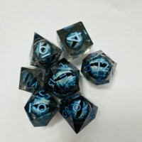 Vente en gros de dés polyédriques en résine œil de dragon D6 D8 modernes, durables et gravés sur mesure pour les jeux de rôle et de table