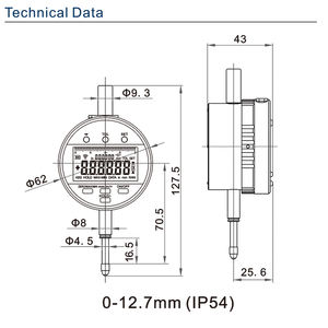 SHAHE Wireless Hintergrund beleuchtung <span class=keywords><strong>Digital</strong></span> Dial Indicator 0-12,7mm 1 μm Auflösung Wiederauf ladbare Messuhr mit Typ C Daten ausgabe - Product Image 4