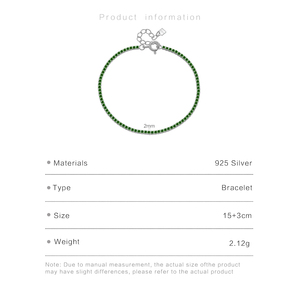 FUAMAY Pulseras de tenis coloridas al por mayor, delicadas, chapadas en oro de 18K, plata 925, 1.5mm, con circonitas cúbicas blancas, verdes y rosas, estilo Iced Out - Product Image 3