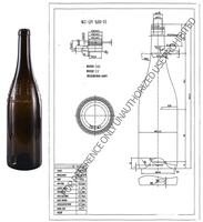 Bouteille de vin rouge Bourgogne avec un design en relief