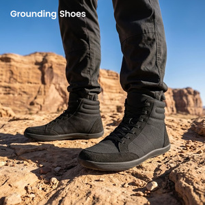 Обувь для заземления с тонкой подошвой и широким носком, на шнуровке, из холщовой ткани, для естественного баланса тела, мягкая, комфортная, для ходьбы босиком, проводящая. - Product Image 1