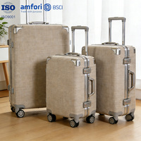 Ensemble de 3 valises sans fermeture éclair, housse en nylon anti-rayures, cadre en aluminium pour les voyages, valises à roulettes 20/24/28 pouces