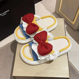 Custom Bow for Slippers for Women Fashionable Cushioned EVA Outsole <b>Soft</b> Open Toe Indoor/Outdoor/Beach Flat <b>Shoes</b> for Winter - Product Image 6