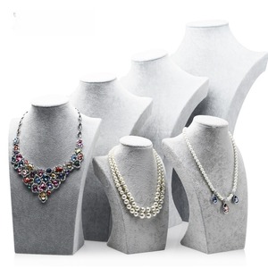 Custom Portrait necklace stand made of velvet linen leather necklace <b>display</b> stand H-shaped jewelry portrait necklace <b>model</b> - Product Image 2