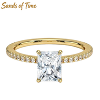 Bague de Mariage en Moissanite Taille Radiant Couleur D VVS, Plaqué Or 18K, Argent Sterling 925 pour Femme, Options 1-5 10 Carats, Commandes Personnalisées