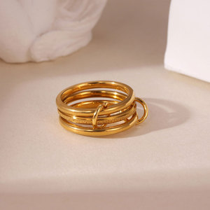 Waterproof Non Tarnish <b>Rings</b> 14k 18k PVD Gold Plated Fashion 316L Stainless Steel Zircon <b>Stacking</b> <b>Rings</b> for Women - Product Image 5