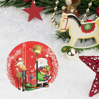 Assiettes en papier de Noël LR, thème Joyeux Noël, fournitures de fête, assiettes en papier jetables à thème Père Noël
