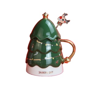 Cá Nhân Cây giáng sinh Shape <span class=keywords><strong>Mug</strong></span> gốm với Tuần Lộc thiết kế <span class=keywords><strong>Stirrer</strong></span> - Product Image 2