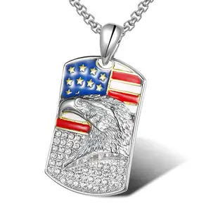 Europäische amerikanische neue goldene Diamant kette amerikanische Flagge Adler Hip Hop Anhänger für Frauen