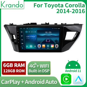 Unité principale Krando Android 12.0 Auto 4G WIFI lecteur de navigation audio de voiture pour <span class=keywords><strong>Toyota</strong></span> Corolla 2014- <span class=keywords><strong>2</strong></span> 016 <span class=keywords><strong>CarPlay</strong></span> sans fil - Product Image 2
