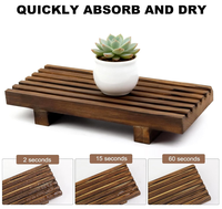 Meilleures ventes : Ensemble de 3 supports de drainage en bois à séchage rapide, présentoir en bois à lattes, plateau surélevé pour pot de plantes