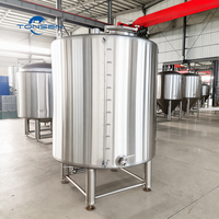 Réservoir de stockage à double enveloppe Tonsen SUS304 80-100mm avec isolation PU, refroidissement par serpentin, CIP, pour bière et boissons, certifié CE