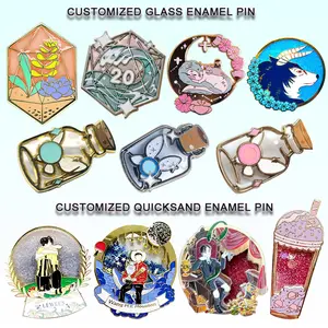 Wholesale Japan Cute Glitter Anime Cartoon Clothes Pin Badge Personalized Custom Spinner Metal Pins Hard Enamel Pin