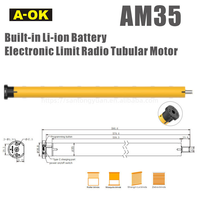 A-OK AM35-6/18-ES-E Rideau motorisé intelligent de luxe en alliage d'aluminium numérique rechargeable Li-ion avec application pour smartphone