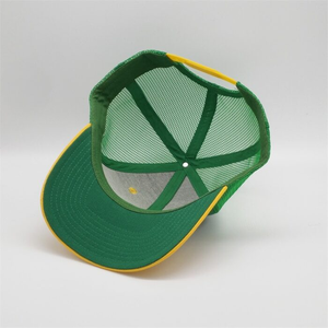 Gorra Trucker de Malla de 6 Paneles con Bordado 3D Verde y Amarillo, Logotipo Personalizado, Unisex, Casual, Ajustable, para Primavera/Verano - Product Image 3