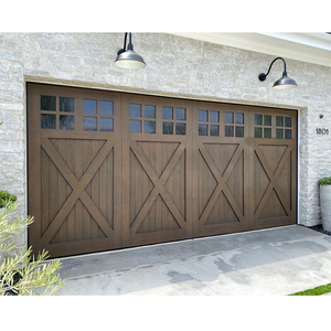 Porte de <span class=keywords><strong>garage</strong></span> sectionnelle automatique antivol à isolation thermique en <span class=keywords><strong>bois</strong></span> massif 16X8 aspect <span class=keywords><strong>bois</strong></span> de noyer <span class=keywords><strong>double</strong></span> porte de <span class=keywords><strong>garage</strong></span> - Product Image 6