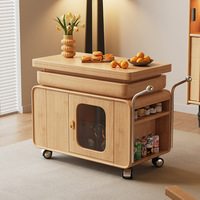 Table basse réglable en hauteur, chariot mobile pliable, table basse en bois massif, petite table d'appoint multifonctionnelle pour salon