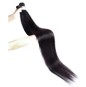 角质层对齐的原始头发供应商40英寸人类发束直束，带闭合巴西头发编织