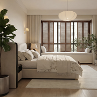 Lit moderne luxueux en cuir véritable rembourré avec cadre en bois, confortable, taille king, garantie de 3 ans