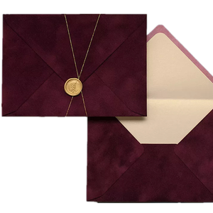 Carte de mariage personnalisée de luxe cachet de <span class=keywords><strong>cire</strong></span> enveloppes en velours <span class=keywords><strong>rouge</strong></span> <span class=keywords><strong>enveloppe</strong></span> portefeuille en papier vintage <span class=keywords><strong>pour</strong></span> cadeaux - Product Image 1