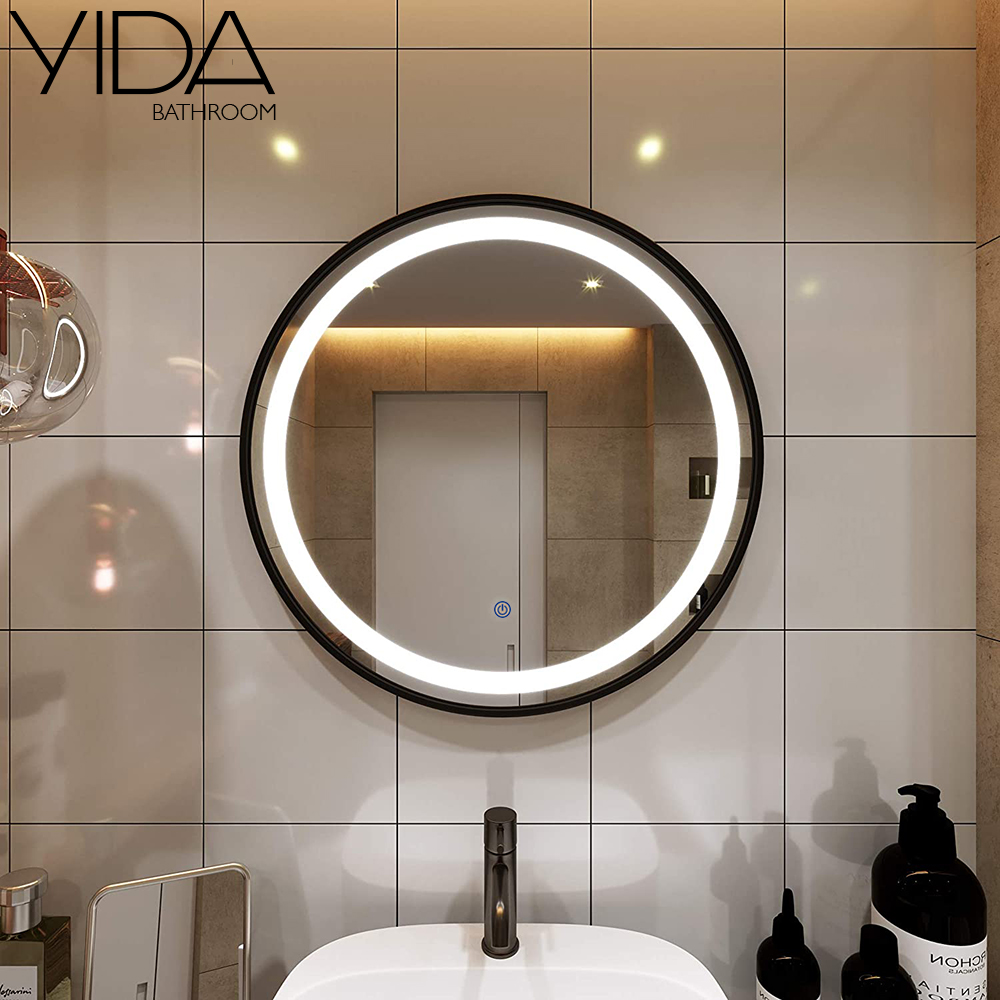 Заводское зеркало с черной алюминиевой рамой для ванной комнаты, настенное зеркало для ванной