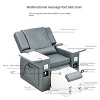 Fauteuil de pédicure multifonctionnel en cuir carré pour salon de beauté, avec vibration, inclinable électriquement, bain à remous sans tuyauterie