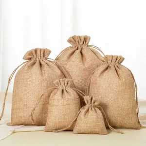 Custom Printed Special Fabric Linen Pouch Jewelry Gift Tote Bag Jute Drawstring Gunny Burlap Shopping Dust Bag