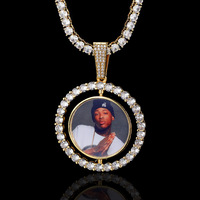 Collier pendentif photo rotatif double face avec cadre rond – Grande Vente