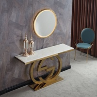 Table console murale minimaliste en acier inoxydable pour entrée, fabriquée à Foshan, mobilier de salon pour hôtel et villa