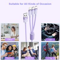 TKT 3-en-1 3A Charge Rapide Multi-USB Type-C Câble Micro USB avec pour Adaptateur pour Ordinateurs