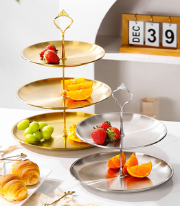 Suporte Redondo de Aço Inoxidável Ecológico para Bolos e Frutas de 14-30cm, Multi-Camadas, para Buffet com Opção de Logo Personalizado - Product Image 1